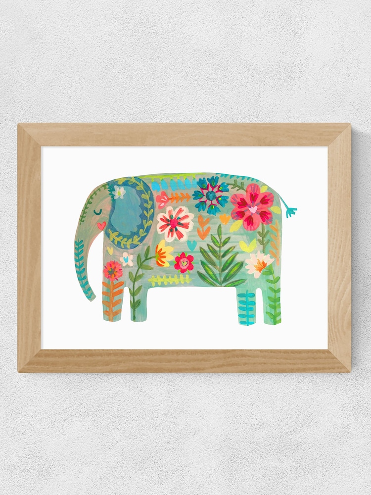 East End Prints White Floral Elephant by Darcie Olley Framed Print - Image 3 of 3