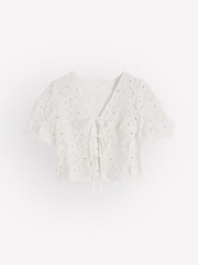 Boden White Lace Tie Up Top - Image 1 of 1