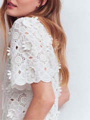 Boden White Lace Tie Up Top - Image 2 of 6