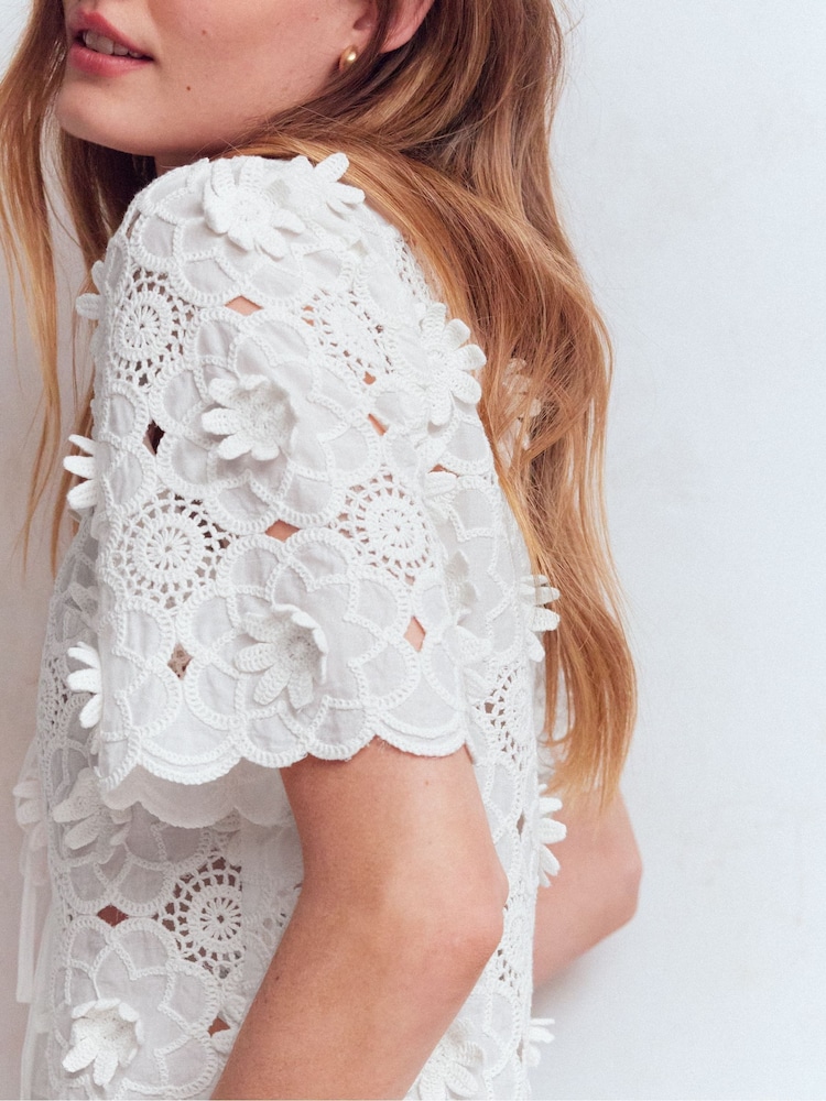 Boden White Lace Tie Up Top - Image 2 of 6 Boden White Lace Tie Up Top - Image 2 of 6