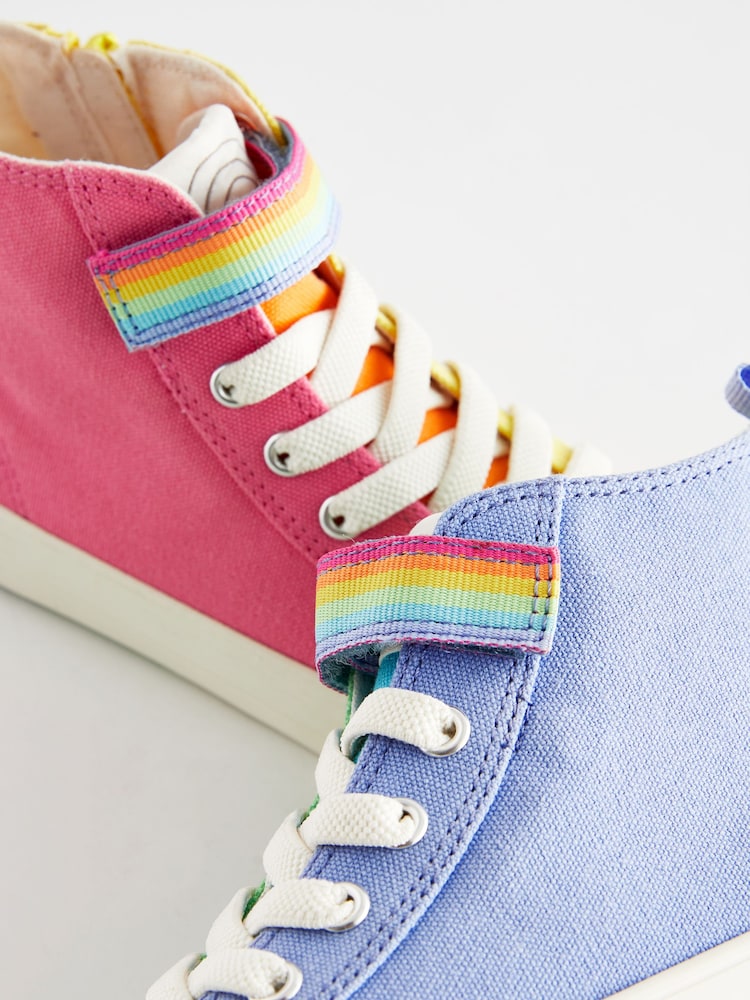 Little Bird by Jools Oliver Multi Older Pastel Rainbow Colourblock Canvas Trainers - Image 6 of 6