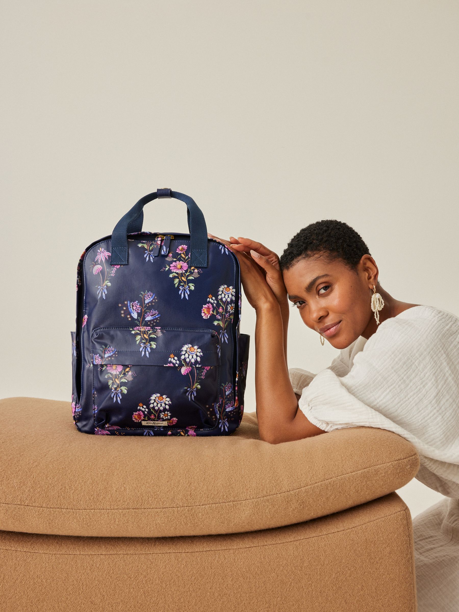 Cath Kidston Navy Blue Floral Bunches Utility Backpack