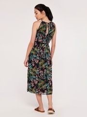 Apricot Blue Palm Pop Rope Neck Midi Dress - Image 2 of 4