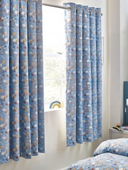Blue Space Rocket and Planets Eyelet Blackout Curtains - Image 1 of 4