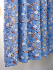 Blue Space Rocket and Planets Eyelet Blackout Curtains - Image 3 of 4