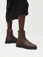 Chocolate Brown Forever Comfort® Leather Square Toe Ankle Boots - Image 1 of 7