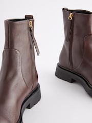 Chocolate Brown Forever Comfort® Leather Square Toe Ankle Boots - Image 5 of 7