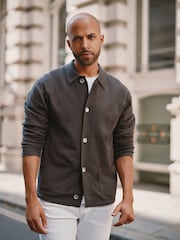 Ash Brown Regular Knitted Button Through Shacket - Image 1 of 5