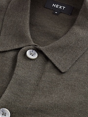 Ash Brown Regular Knitted Button Through Shacket - Image 4 of 5
