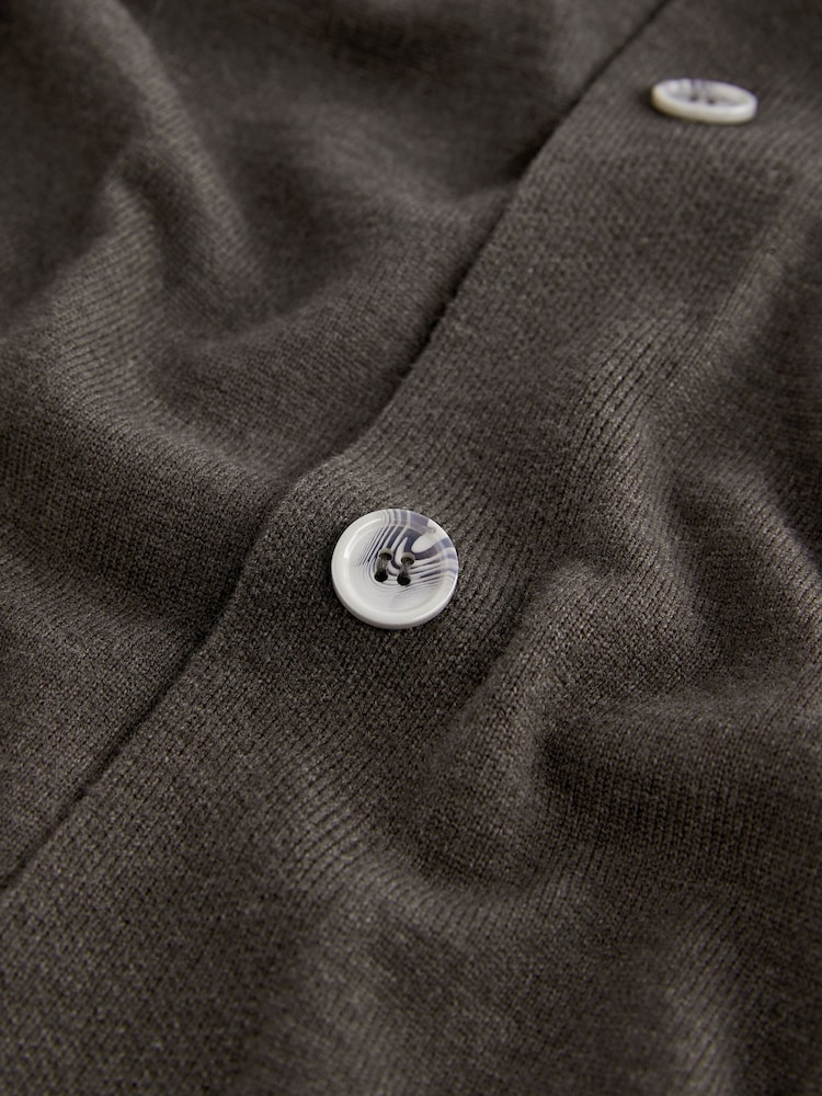Ash Brown Regular Knitted Button Through Shacket - Image 5 of 5