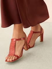 Red Signature Leather T-Bar Sandals - Image 2 of 9