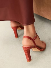 Red Signature Leather T-Bar Sandals - Image 3 of 9