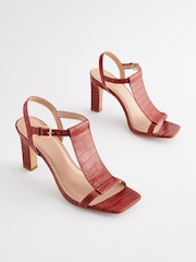 Red Signature Leather T-Bar Sandals - Image 5 of 9