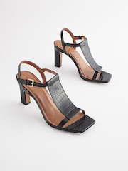 Black Signature Leather T-Bar Sandals - Image 1 of 8