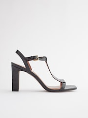 Black Signature Leather T-Bar Sandals - Image 2 of 8