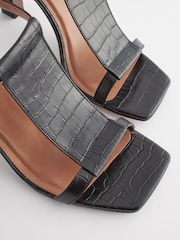 Black Signature Leather T-Bar Sandals - Image 3 of 8