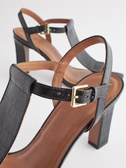 Black Signature Leather T-Bar Sandals - Image 4 of 8