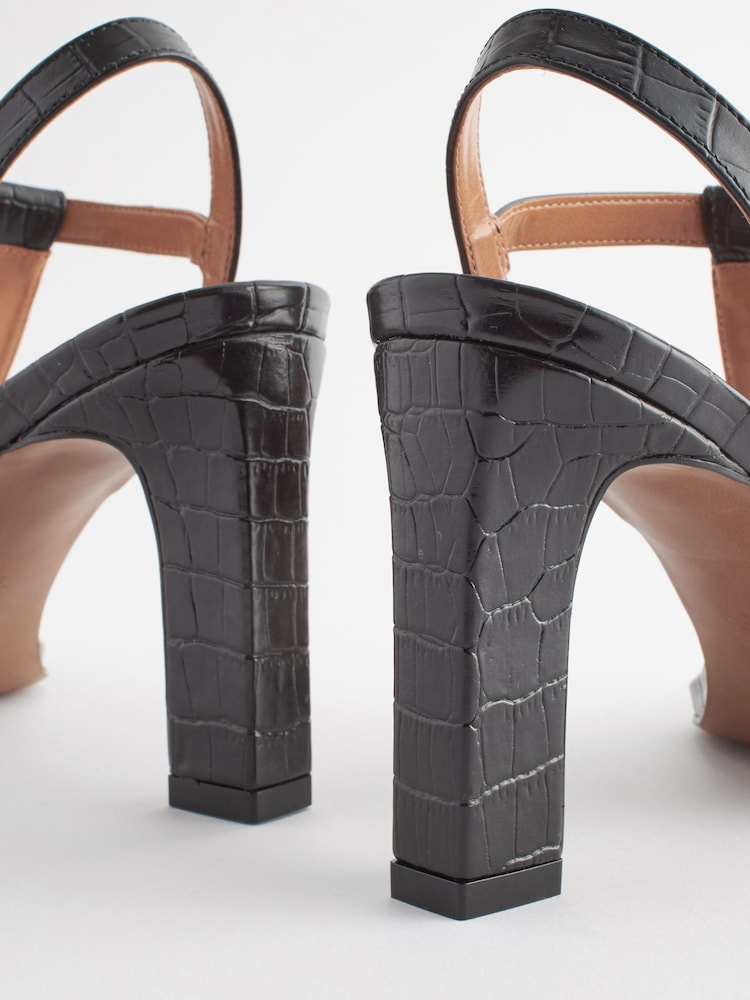 Black Signature Leather T-Bar Sandals - Image 8 of 8