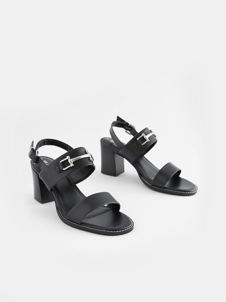 Черный - Кожаные сандалии на блочном каблуке Forever Comfort® - Image 1 of 5
