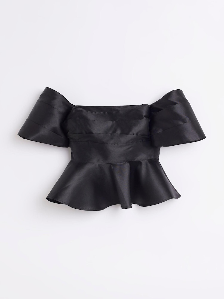 River Island Black Off Shoulder Peplum Top - Image 5 of 6