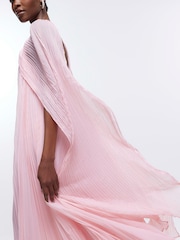 River Island Pink Pleated Cape Maxi Dress - Image 4 of 5