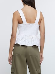 River Island White Denim Peplum Top - Image 2 of 4