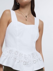 River Island White Denim Peplum Top - Image 4 of 4