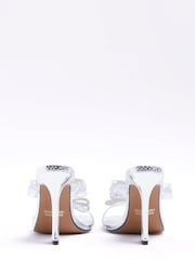 River Island Silver Double Strap Bow Perspex Mule Sandals - Image 3 of 5