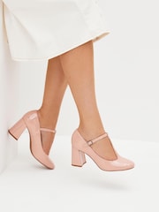 Nude Pink Forever Comfort® T-Bar Block Heel Shoes - Image 1 of 7