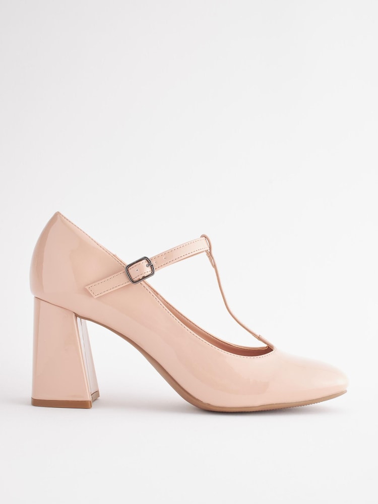 Nude Pink Forever Comfort® T-Bar Block Heel Shoes - Image 3 of 7