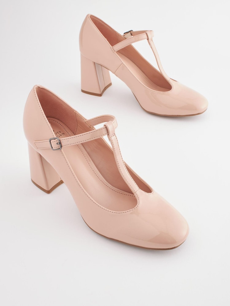 Nude Pink Forever Comfort® T-Bar Block Heel Shoes - Image 4 of 7
