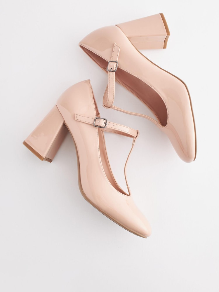 Nude Pink Forever Comfort® T-Bar Block Heel Shoes - Image 6 of 7
