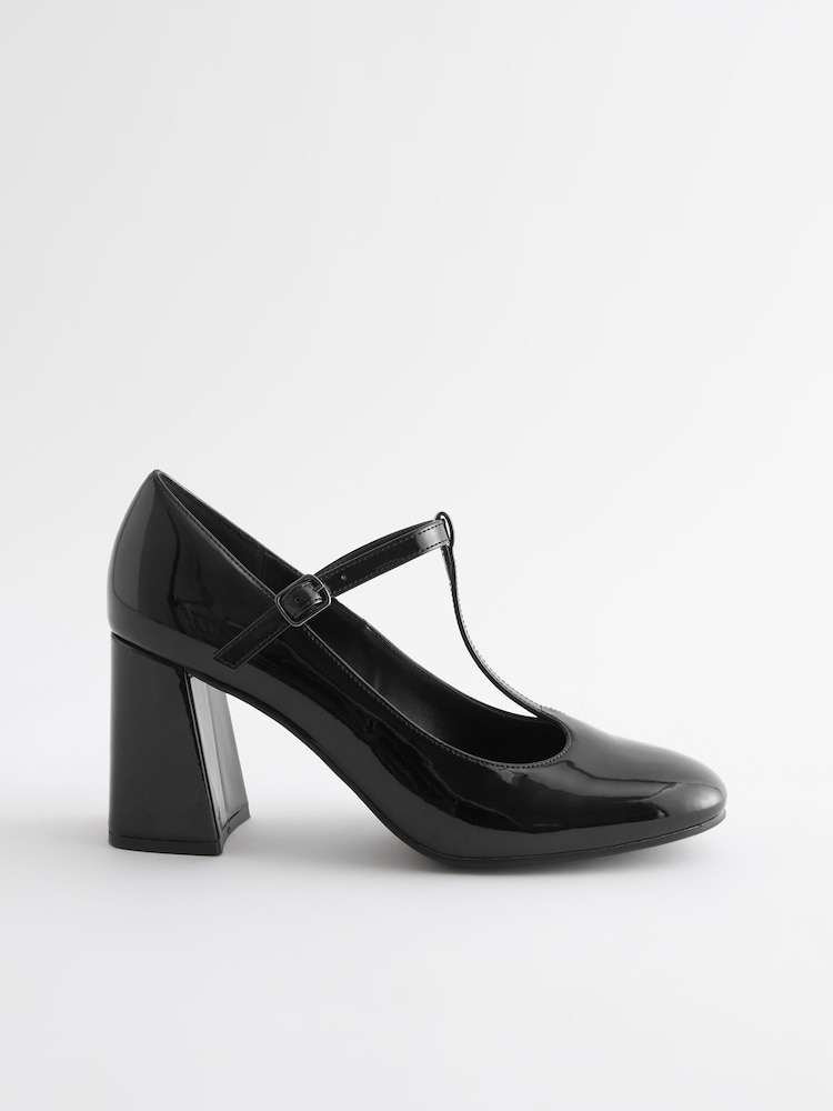Black Forever Comfort® T-Bar Block Heel Shoes - Image 3 of 7