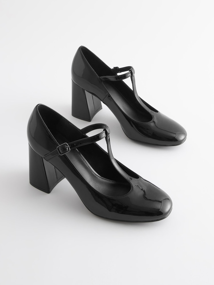Black Forever Comfort® T-Bar Block Heel Shoes - Image 4 of 7