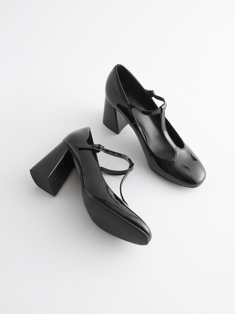 Black Forever Comfort® T-Bar Block Heel Shoes - Image 5 of 7
