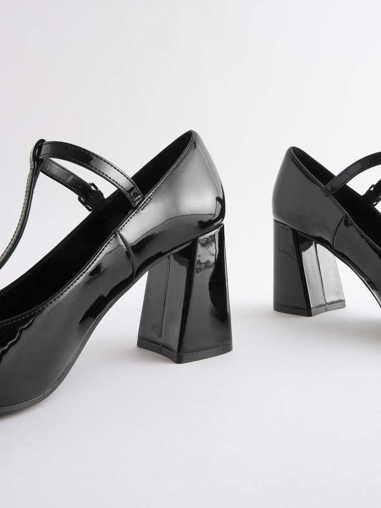 Black Forever Comfort® T-Bar Block Heel Shoes - Image 6 of 7