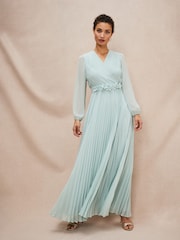 Phase Eight Green Petite Alecia Pleated Maxi Dress - Image 1 of 8