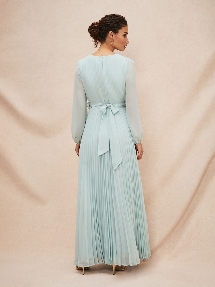 Phase Eight Green Petite Alecia Pleated Maxi Dress - Image 2 of 8