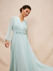 Phase Eight Green Petite Alecia Pleated Maxi Dress - Image 5 of 8