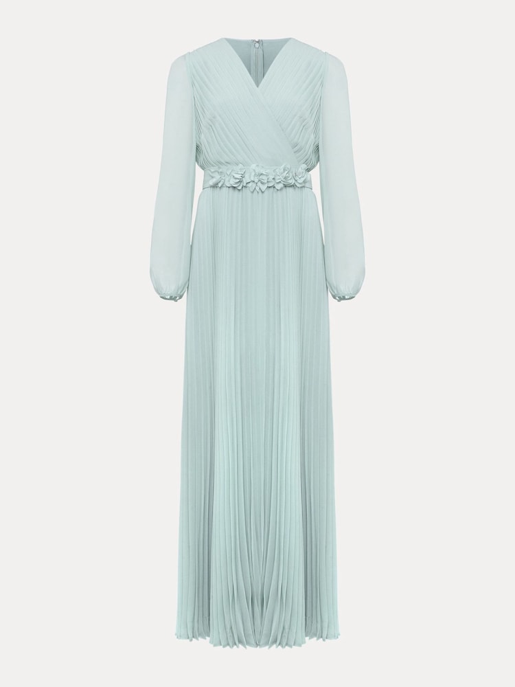 Phase Eight Green Petite Alecia Pleated Maxi Dress - Image 8 of 8