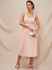 Phase Eight Pink Kassidy Lace Bodice Pleat Dress - Image 1 of 7