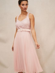 Phase Eight Pink Kassidy Lace Bodice Pleat Dress - Image 3 of 7