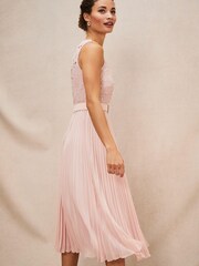 Phase Eight Pink Kassidy Lace Bodice Pleat Dress - Image 4 of 7
