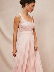 Phase Eight Pink Kassidy Lace Bodice Pleat Dress - Image 5 of 7