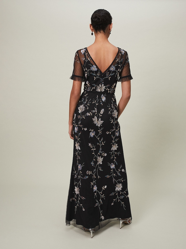 Phase Eight Black Sequin Floral Sierra Dress - Image 2 of 6
