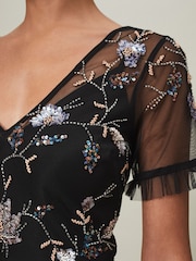 Phase Eight Black Sequin Floral Sierra Dress - Image 4 of 6