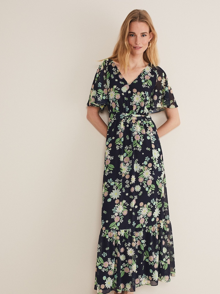 Phase Eight Blue Petite Georgie Tiered Maxi Dress - Image 1 of 6
