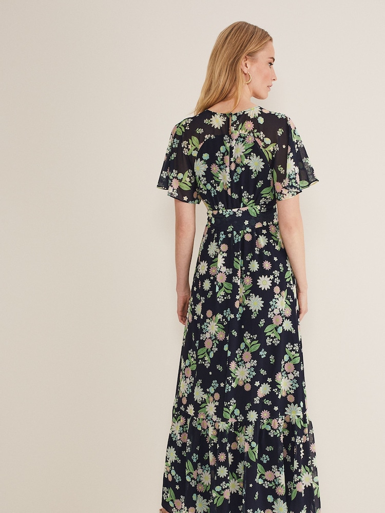 Phase Eight Blue Petite Georgie Tiered Maxi Dress - Image 2 of 6