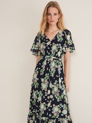 Phase Eight Blue Petite Georgie Tiered Maxi Dress - Image 3 of 6