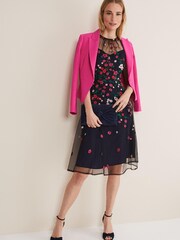 Phase Eight Blue Sloane Mesh Ditsy Floral Dress - Image 3 of 6